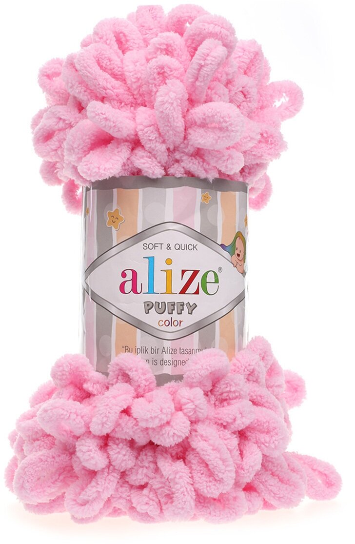 Пряжа для вязания ALIZE 'Puffy', 100г, 9м (100% микрополиэстер) (185 розовый), 5 мотков