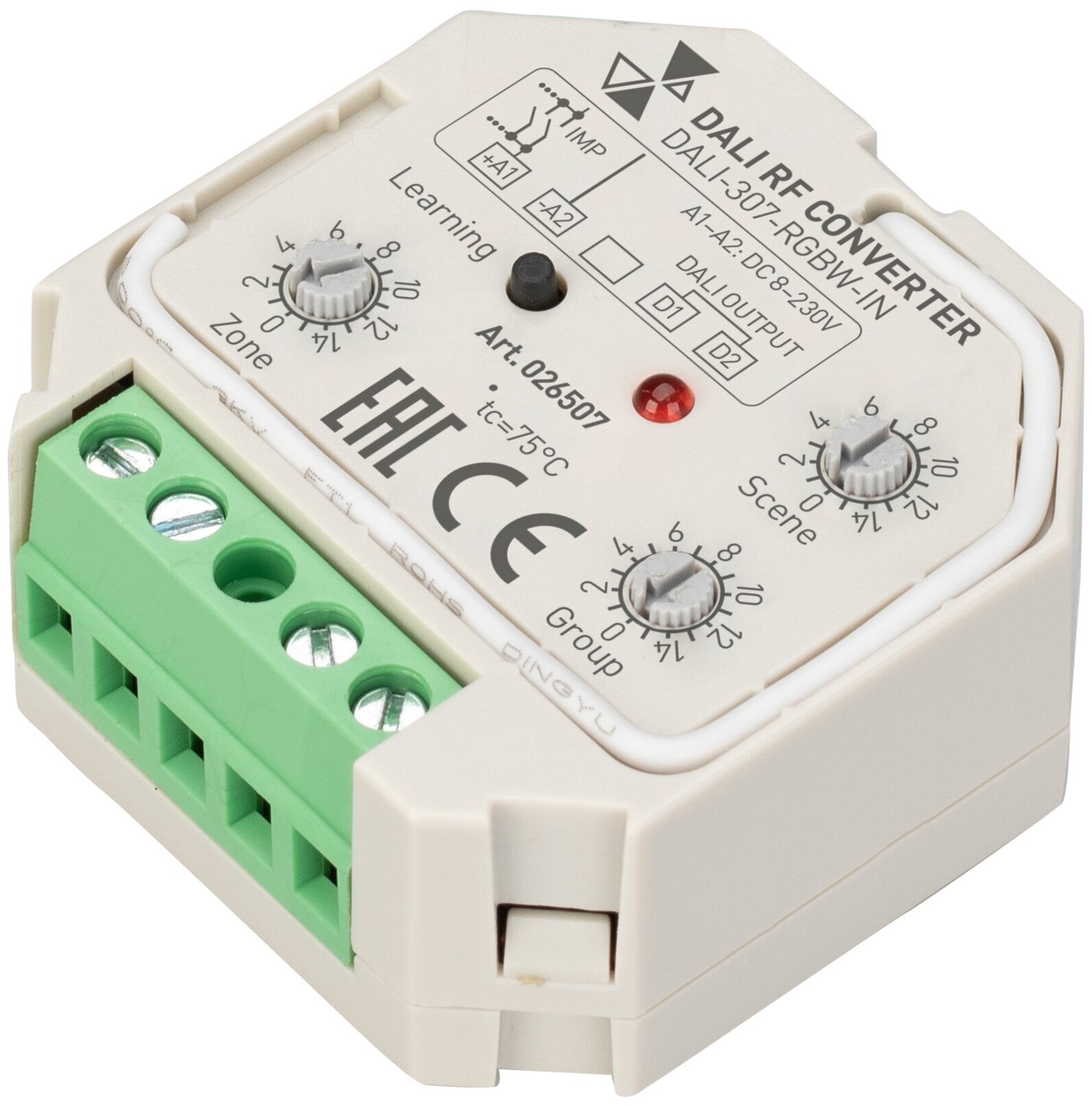 INTELLIGENT ARLIGHT Конвертер RF-сигнала DALI-307-RGBW-IN (DALI-BUS, RF, PUSH) (IARL, -)