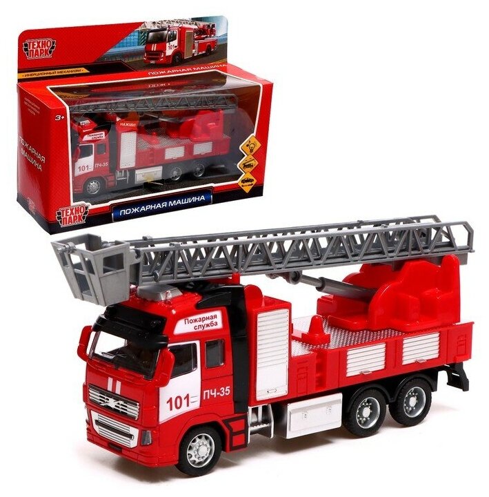 Машина металлическая «Пожарная машина», 21 см, световые и звуковые эффекты, подвижные детали, инерция