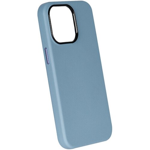Чехол для iPhone 13 Pro Max Кожаный (Leather Co)-Небесно Голубой