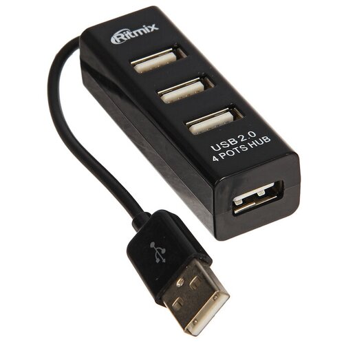 Хаб USB Ritmix CR-2402 USB 4-ports Black разветвитель usb usb хаб ritmix cr 2402 black