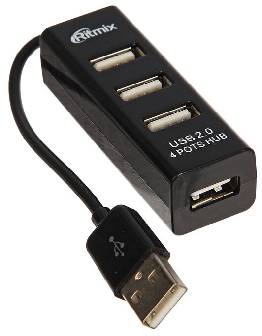 RITMIX Разветвитель USB (Hub) Ritmix CR-2402, 4 порта, USB 2.0, черный,