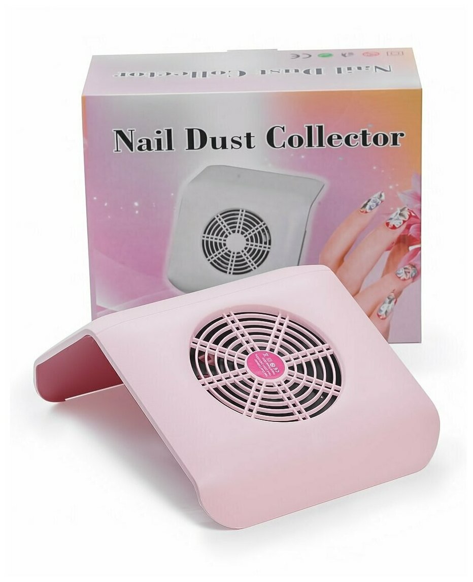 Вытяжка для маникюра (маникюрный пылесос) с пылесборником Nail Dust Collector SMX-858-11, розовый