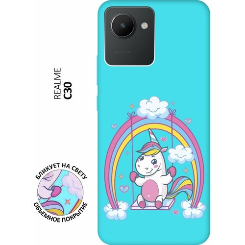 Матовый чехол Unicorn для realme C30 / Рилми С30 с 3D эффектом мятный матовый чехол sad raccoon для realme c30 рилми с30 с 3d эффектом мятный