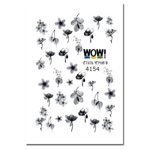 I am WOW Слайдер для ногтей. Стиль Черного , цветы / Слайдер на водной основе , Стикер для ногтей