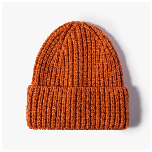 Шапка бини , размер 56-59, оранжевый, коричневый шапка бини landre размер 56 59 оранжевый желтый