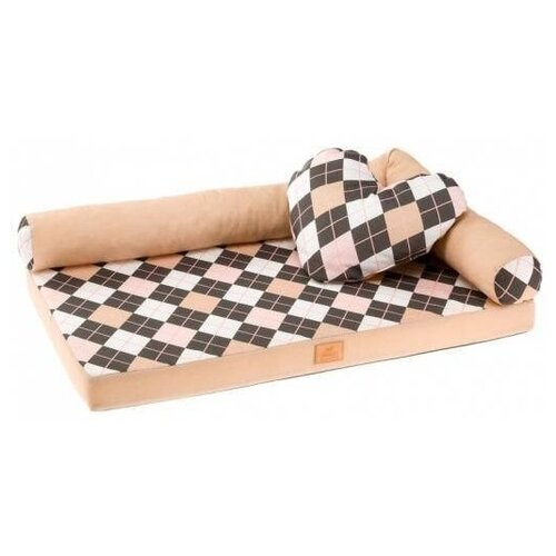 Лежак-кровать для кошек и собак Ferplast Tommy Rombus 65, коричневый ромб, 65x40x16 см