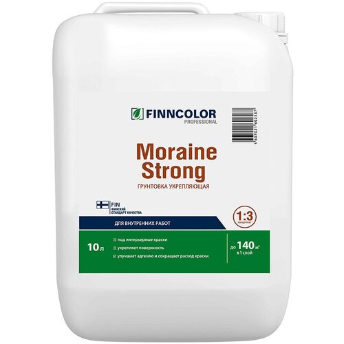 Грунт Finncolor Moraine Strong укрепляющий 10 л концентрат 1:3 грунт концентрат 1 3 текс профи укрепляющий 0 8 л