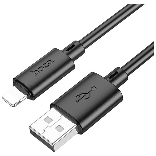 Кабель Hoco Кабель Hoco X88 Gratified, USB - Lightning, 1м, белый только для зарядки, 1 м, 1 шт., черный набор из 3 штук кабель usb 2 0 hoco x2 текстильная оплетка am lightning m золотой 1 м