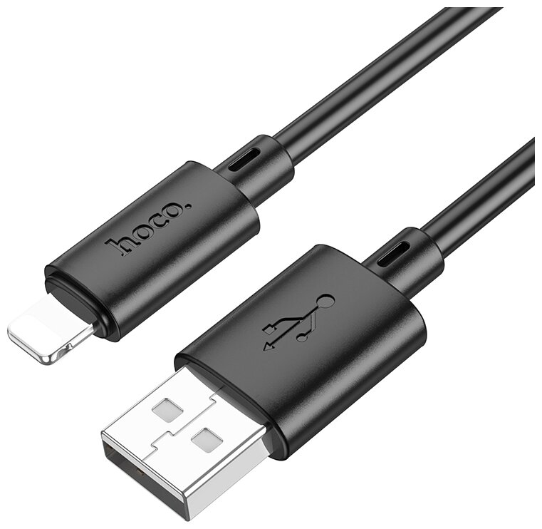 Кабель Hoco Кабель Hoco X88 Gratified, USB - Lightning, 1м, белый только для зарядки, 1 м, 1 шт, черный