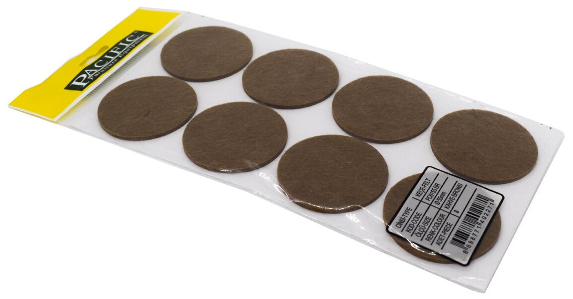 фото Накладки / наклейки / подпятники войлочные Pacific (Турция) самоклеящиеся под мебель (диаметр 55 мм, 8 шт.)