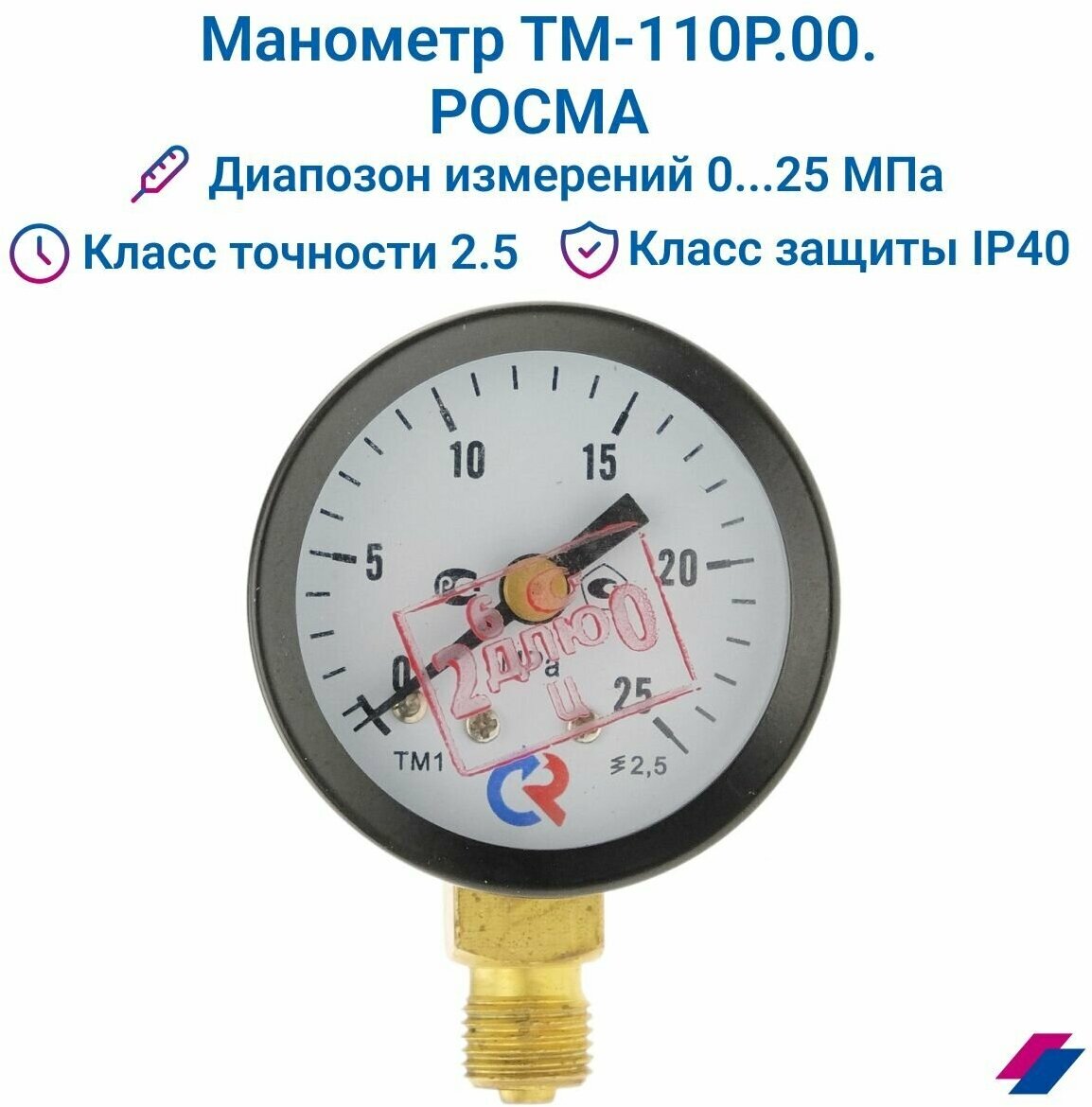 Манометр ТМ-110Р.00 (0.25 МПа) М10х1: класс точности-2,5 росма
