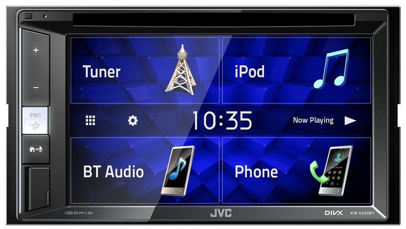 Автомагнитола JVC KW-V250BTM 2DIN 4x50Вт v3.0 DSP 6.2" 3 ПДУ RDS