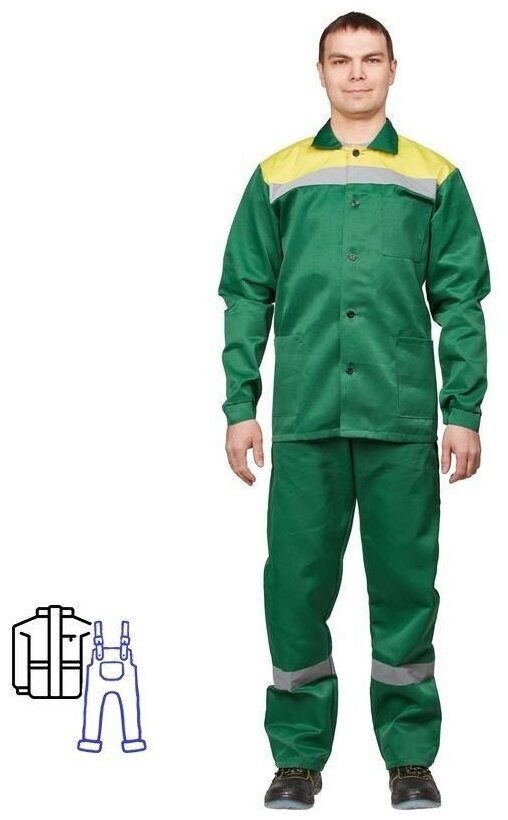 Костюм рабочий летний муж л02-КПК кур/пк зел/желт 56-58/170