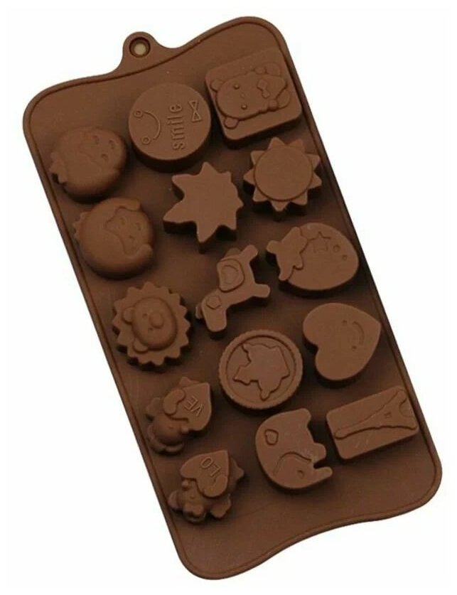 Форма для шоколадных конфет силиконовая "Пара, Cлон, LoVe, Клубника", 15 ячеек - фотография № 5