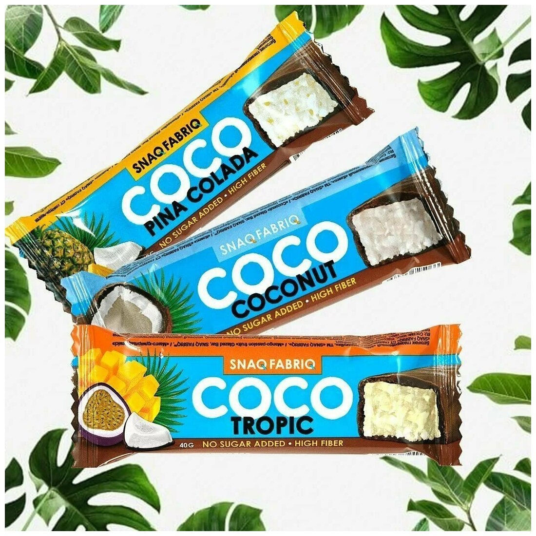 Snaq Fabriq Батончик COCO 40г MIX Coconut Tropic Pina Colada (15 шт) - фотография № 3