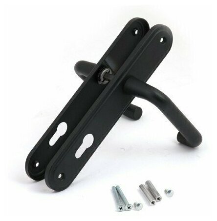 фото Ручки на планке Меттэм чёрный муар 85мм для входных дверей и калиток (противопожарная)