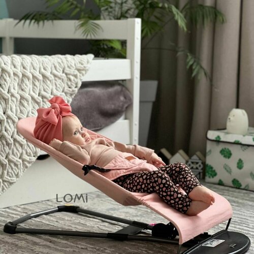 Шезлонг детский для новорожденных + дуга с игрушкой, кресло качалка для малышей, качель колыбель, Розовый