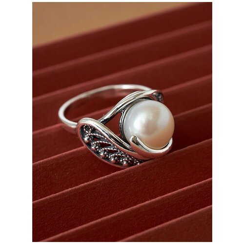 Кольцо Shine & Beauty, жемчуг имитация, размер 19, серебряный кольцо плетеное жемчуг имитация размер 19 белый