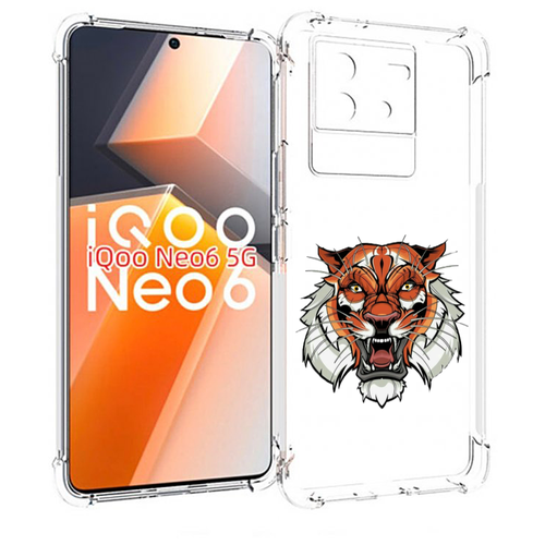 Чехол MyPads оранжевый седой тигр для Vivo iQoo Neo 6 5G задняя-панель-накладка-бампер