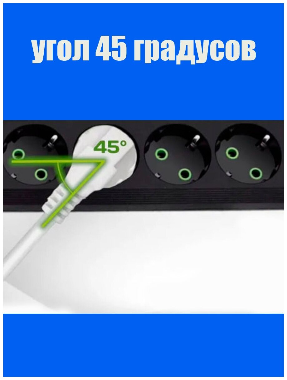 Удлинитель 5 розеток 3 USB провод 5 м. сетевой фильтр - фотография № 4