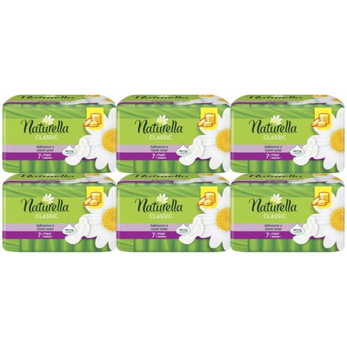 Прокладки женские Naturella Classic Maxi Ромашка, с крылышками, 7 шт, комплект: 6 упаковок naturella ароматизированные женские гигиенические прокладки classic basic normal с крылышками