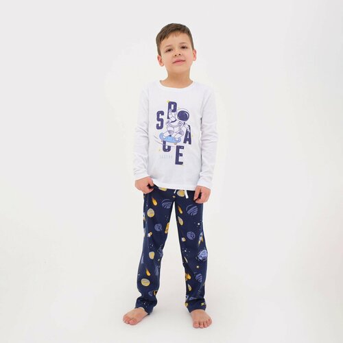фото Пижама kaftan для мальчиков, брюки, джемпер, застежка отсутствует, размер 86-92, белый