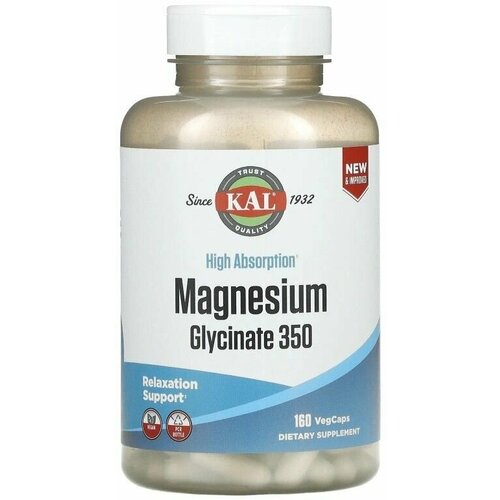 KAL, Магний глицинат, Magnesium Glycinate, 350 мг, 160 капсул