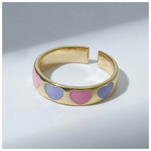 Кольцо Queen Fair, эмаль, фиолетовый, розовый кольцо queen fair эмаль розовый