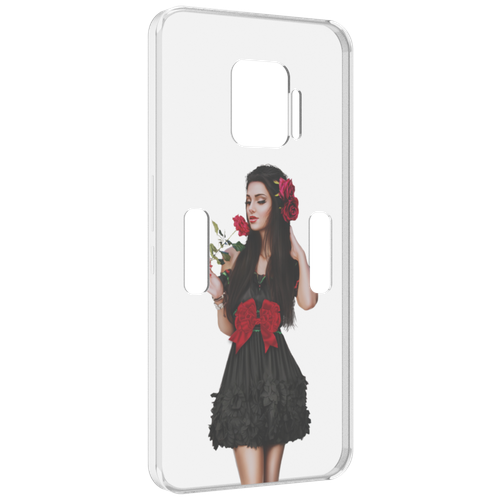 Чехол MyPads девушка-в-черном-платье-с-розой женский для ZTE Nubia Red Magic 7 Pro задняя-панель-накладка-бампер