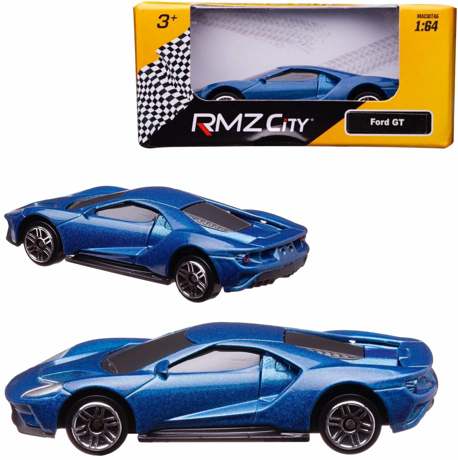 Машина металлическая Uni-Fortune "RMZ City" масштаб 1:64, Ford GT 2019, без механизмов, цвет синий (344050S-BLU)