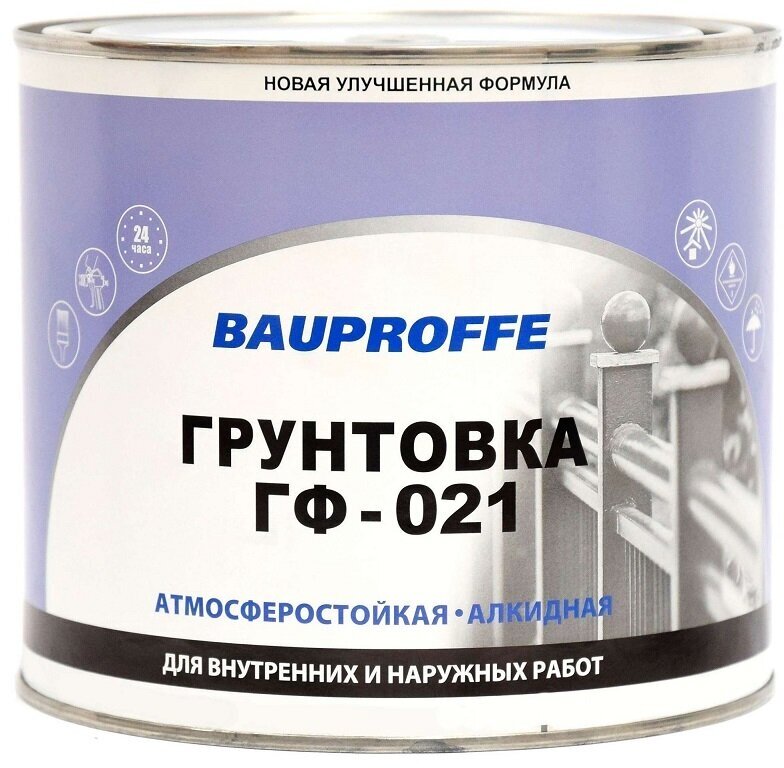 Грунтовка BAUPROFFE ГФ-021 красно-коричневая 1,9кг - фотография № 2