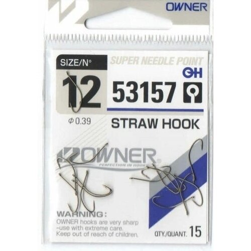 Крючок одинарный Owner Straw Hook W/Eye Brown №12, 1 упаковка