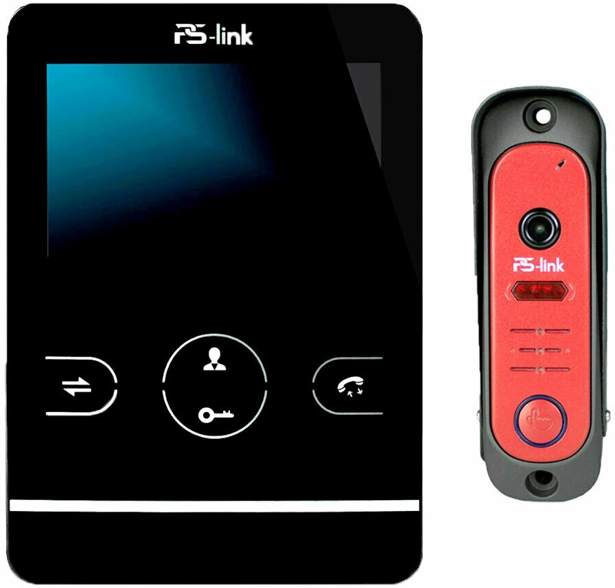Комплект видеодомофона с вызывной панелью PS-link KIT-402DPB-206CR-R