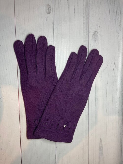 Перчатки , демисезон/зима, шерсть, утепленные, размер OneSize, фиолетовый