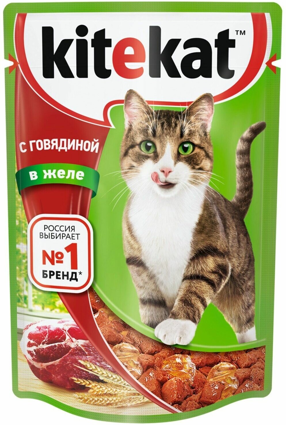 Влажный корм для кошек Kitekat пауч Говядина в Желе