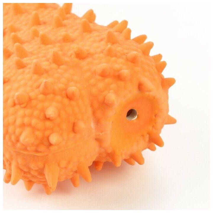 Игрушка пищащая для собак из латекса"Кость изогнутая", 14 см, оранжевая Пижон 7883218 . - фотография № 2