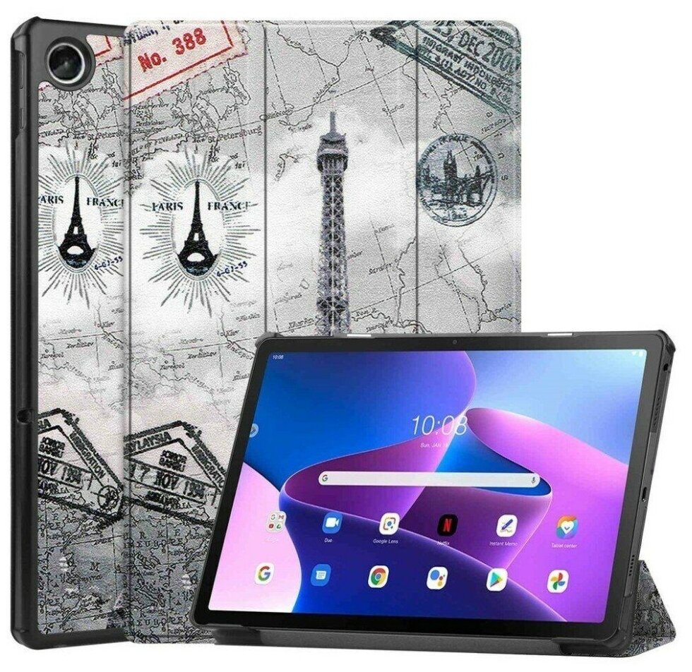 Планшетный чехол для Lenovo Tab M10 Plus (Gen 3) / Lenovo Xiaoxin Pad 2022 (Eiffel Tower)