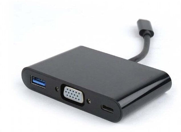 Переходник USB Cablexpert A-CM-VGA3in1-01 USB Type-C/VGA + USB3 + подзарядка USB-C 15см
