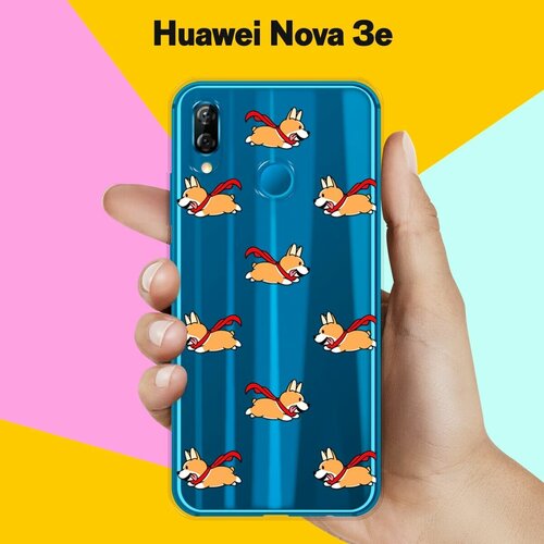 Силиконовый чехол Корги с шарфом на Huawei Nova 3e силиконовый чехол корги с шарфом на huawei y6s