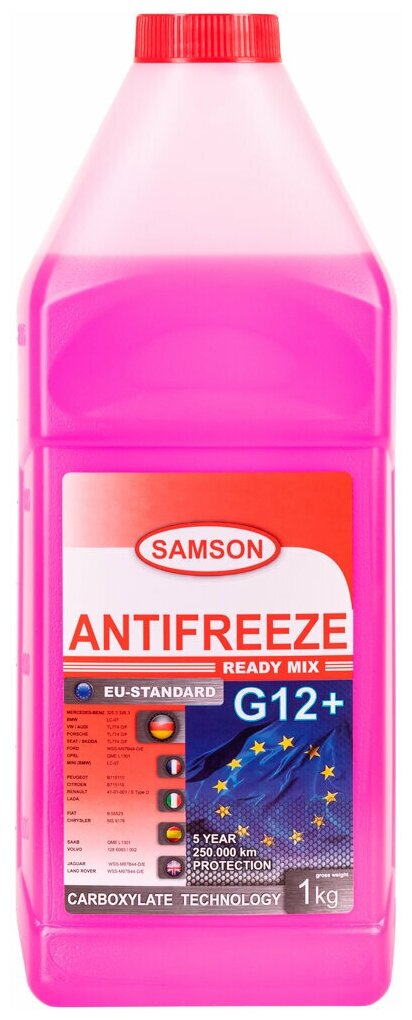 Антифриз Samson Eu-Standard G12+ 10 Кг (Красн.) Carboxylate SAMSON арт. 803214