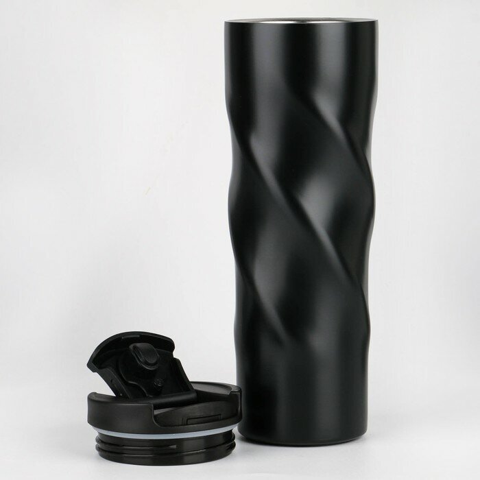 Термокружка, серия: Спираль, "Мастер К", 500 мл, сохраняет тепло 8 ч, 7.8х22 см, чёрная - фотография № 2