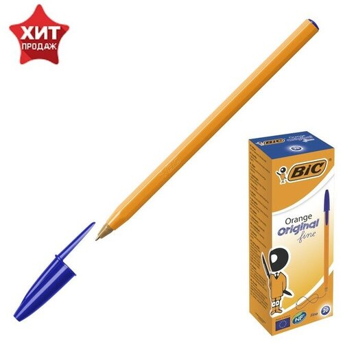 Ручка шариковая, BIC Orange, узел 0.8 мм, чернила синие, мягкое экономичное тонкое письмо, оранжевый корпус