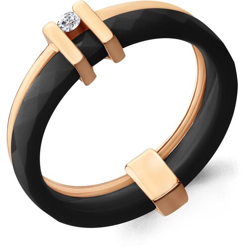 фото Золотое кольцо aquamarine 963415чк с бриллиантом и керамикой diamant-online