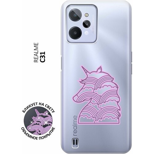 Силиконовый чехол с принтом Rainbow Unicorn для realme C31 / Рилми С31 силиконовый чехол с принтом flamingo swim ring для realme c31 рилми с31