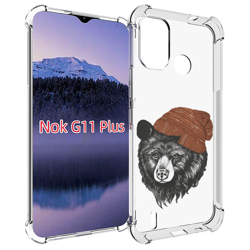 Чехол MyPads Медведь в шапке 2 для Nokia G11 Plus задняя-панель-накладка-бампер чехол mypads медведь на мотоцикле для nokia g11 plus задняя панель накладка бампер