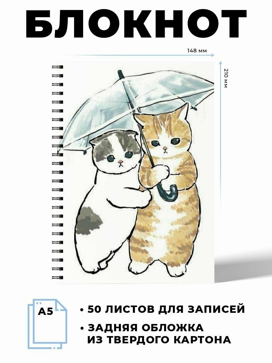 Блокнот А5 Котик. Наклейки в подарок.