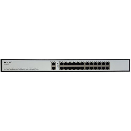 ORIGO OS1226P/285W/A1A Неуправляемый PoE-коммутатор 24x100Base-TX PoE+, 2x1000Base-T, PoE-бюджет 285 Вт, корпус металл