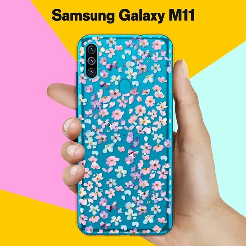 Силиконовый чехол на Samsung Galaxy M11 Розовые цветы / для Самсунг Галакси М11 пластиковый чехол ахегао розовые тян на samsung galaxy m11 самсунг галакси м11