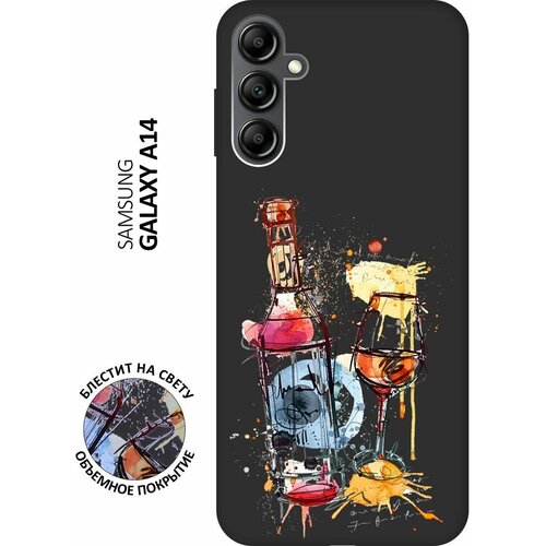 Матовый Soft Touch силиконовый чехол на Samsung Galaxy A14, Самсунг А14 с 3D принтом Aquarelle Wine черный матовый soft touch силиконовый чехол на samsung galaxy note 5 самсунг ноут 5 с 3d принтом aquarelle wine черный